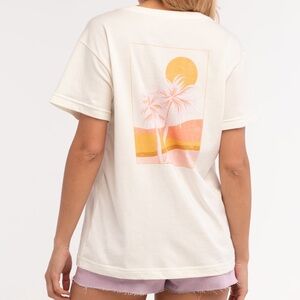 W White Roxy Palm Lines Oversized T Shirt Size S |A91
